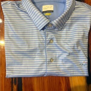 Greg Norman Collection Light Blue Striped Polo
